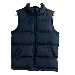 Lands End down vest BOYS LARGE 7 black unisex black feathers